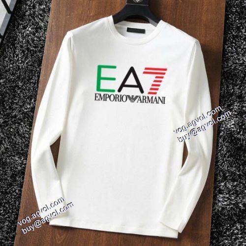 2色可選 長袖Tシャツ ラウンドネック カッコいい印象を付ける 高品質 人気 EMPORIO ARMANI偽物ブランド 2021秋冬 アルマーニ ARMANI