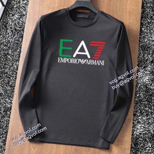 2色可選 長袖Tシャツ ラウンドネック カッコいい印象を付ける 高品質 人気 EMPORIO ARMANI偽物ブランド 2021秋冬 アルマーニ ARMANI