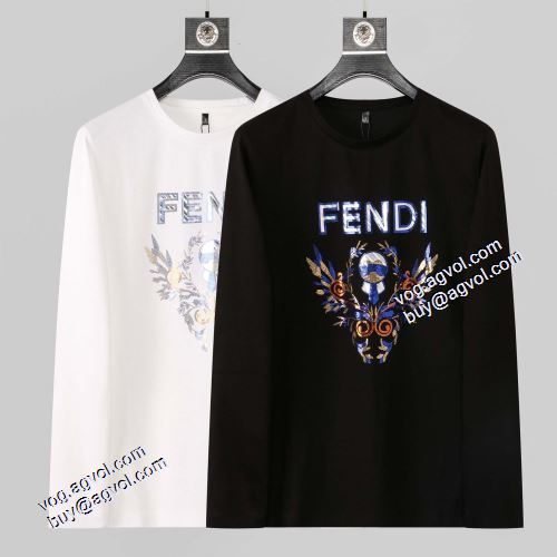 2色可選 2021秋冬 フェンディ FENDI 長袖Tシャツ 綿/コットン 今買い◎得 フェンディブランド コピー
