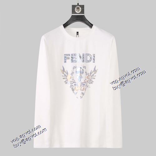 2色可選 2021秋冬 フェンディ FENDI 長袖Tシャツ 綿/コットン 今買い◎得 フェンディブランド コピー