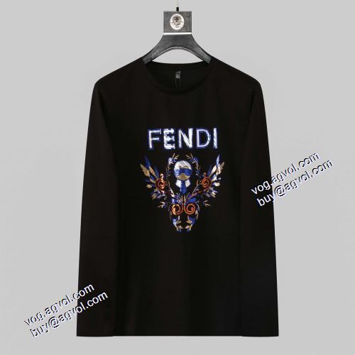 2色可選 2021秋冬 フェンディ FENDI 長袖Tシャツ 綿/コットン 今買い◎得 フェンディブランド コピー