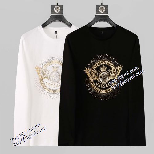 2021秋冬 ヴェルサーチVERSACE 上品上質 ヴェルサーチブランド コピー 長袖Tシャツ 綿/コットン 2色可選