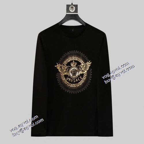 2021秋冬 ヴェルサーチVERSACE 上品上質 ヴェルサーチブランド コピー 長袖Tシャツ 綿/コットン 2色可選