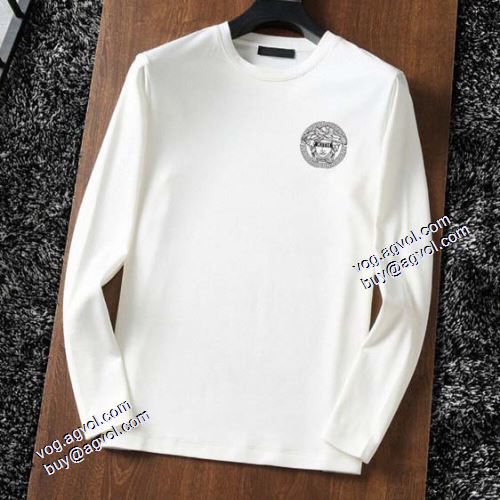 長袖Tシャツ 2色可選 縦には伸びにくい 人気ブランド ヴェルサーチコピー ブランド 2021秋冬 ヴェルサーチVERSACE