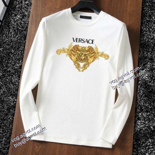 2021秋冬 ヴェルサーチVERSACE 海外セレブ愛用 ヴェルサーチブランド 偽物 通販 長袖Tシャツ 綿/コットン 2色可選