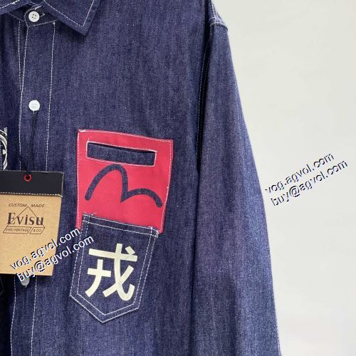 先行販売 デニムジャケット デザイン性の高い 2021秋冬 エヴィス EVISU 2色可選 エヴィス コピー