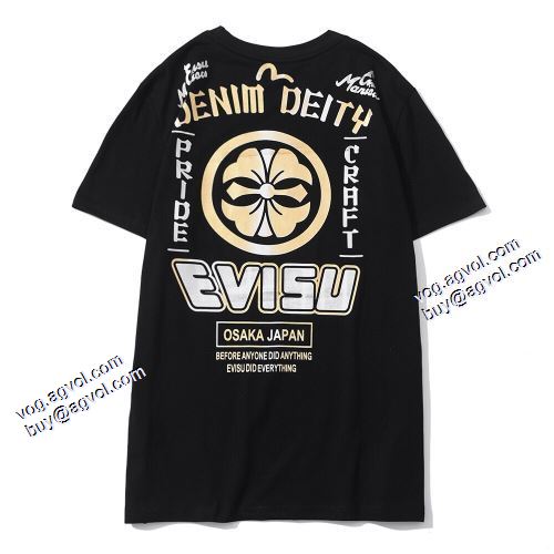 Tシャツ 収縮性のある 2色可選 エヴィス 偽物ブランド 2021春夏 エヴィス EVISU 高品質 人気