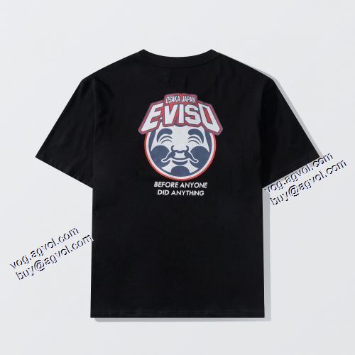 縦には伸びにくい 2021春夏 Tシャツ 綺麗に決まるフォルム！ エヴィス ブランドスーパーコピー 2色可選 エヴィス EVISU