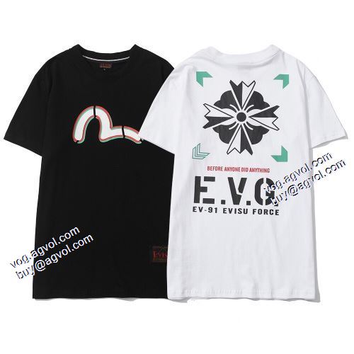 オリジナル 2021春夏 Tシャツ エヴィス EVISU 人気商品登場 エヴィス ブランド 2色可選 スタイリッシュな印象