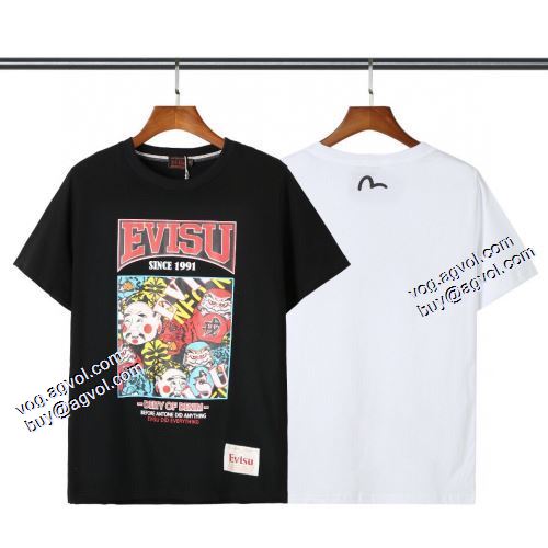 エヴィス コピー 2021春夏 Tシャツ カジュアル 2色可選 エヴィス EVISU 着心地抜群