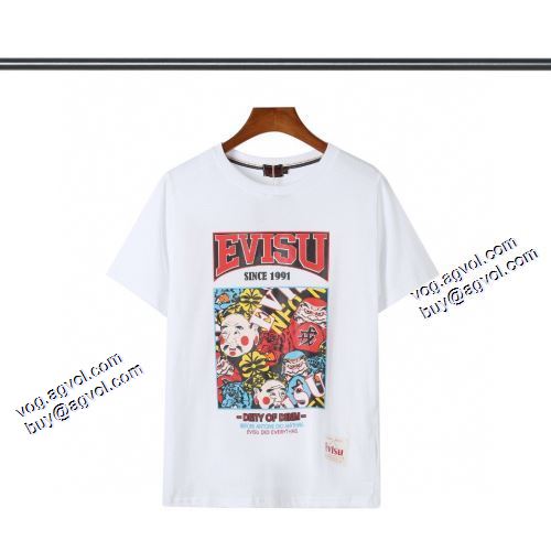 エヴィス コピー 2021春夏 Tシャツ カジュアル 2色可選 エヴィス EVISU 着心地抜群