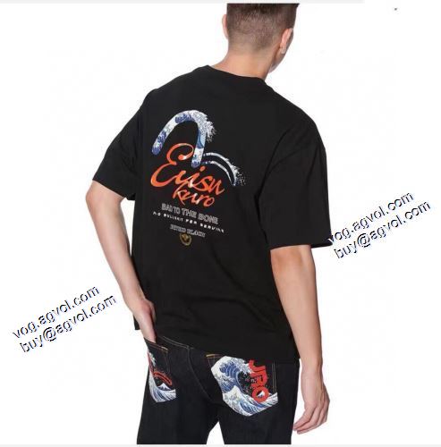 エヴィス コピーブランド 2色可選 Tシャツ 縦には伸びにくい 2021春夏 エヴィス EVISU 人気ブランド