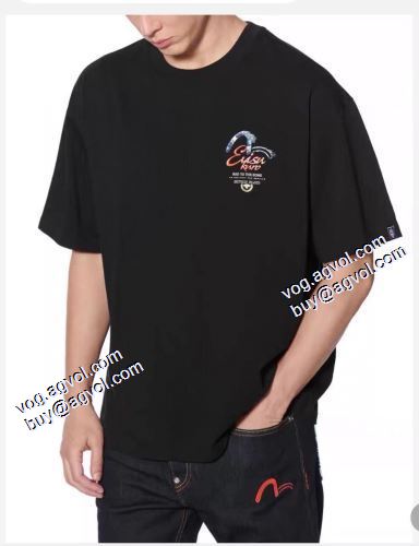 エヴィス コピーブランド 2色可選 Tシャツ 縦には伸びにくい 2021春夏 エヴィス EVISU 人気ブランド