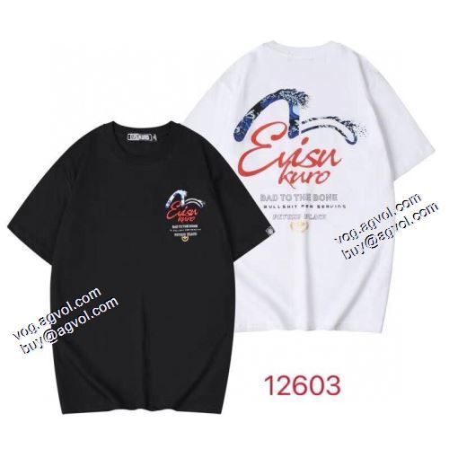 エヴィス コピーブランド 2色可選 Tシャツ 縦には伸びにくい 2021春夏 エヴィス EVISU 人気ブランド
