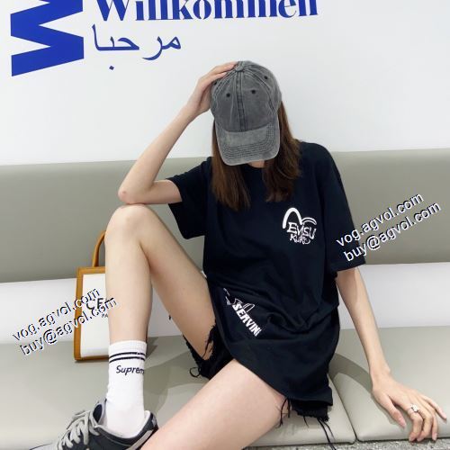 クールビズ 2021春夏 Tシャツ 2色可選 エヴィス EVISU 今買い◎得 エヴィス 偽物ブランド