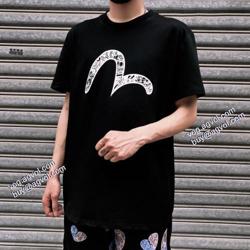 Tシャツ 上品な輝きを放つ形 エヴィス ブランドコピー 2色可選 収縮性のある 2021春夏 エヴィス EVISU