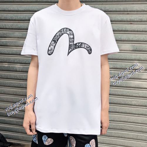 Tシャツ 上品な輝きを放つ形 エヴィス ブランドコピー 2色可選 収縮性のある 2021春夏 エヴィス EVISU