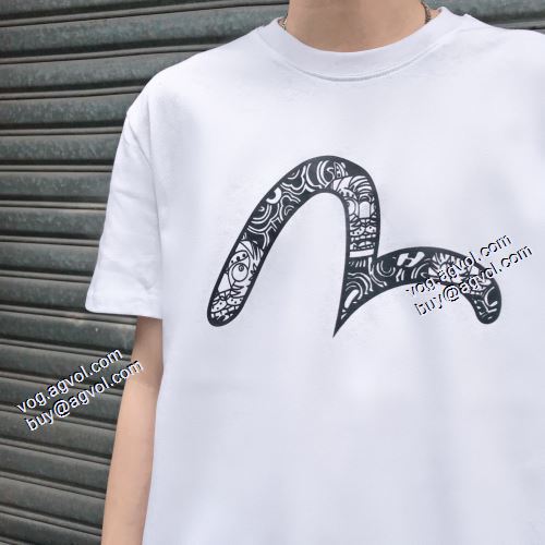 Tシャツ 上品な輝きを放つ形 エヴィス ブランドコピー 2色可選 収縮性のある 2021春夏 エヴィス EVISU