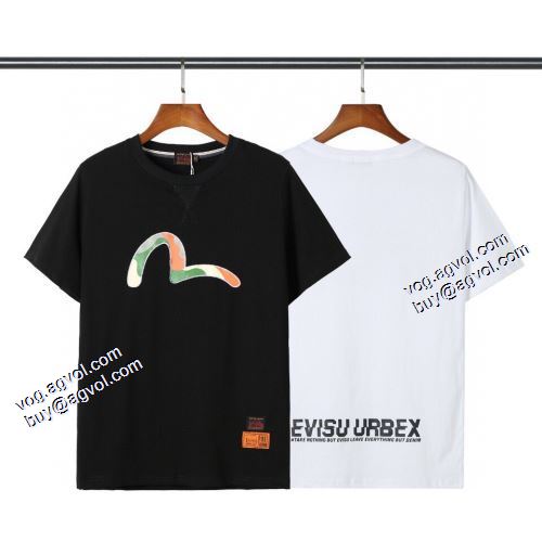 Tシャツ 2021春夏 バリエーションに富む 2色可選 エヴィス ブランドスーパーコピー 人気 ランキング エヴィス EVISU