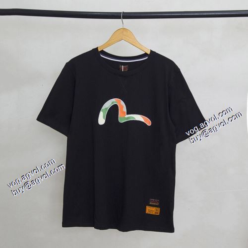 Tシャツ 2021春夏 バリエーションに富む 2色可選 エヴィス ブランドスーパーコピー 人気 ランキング エヴィス EVISU