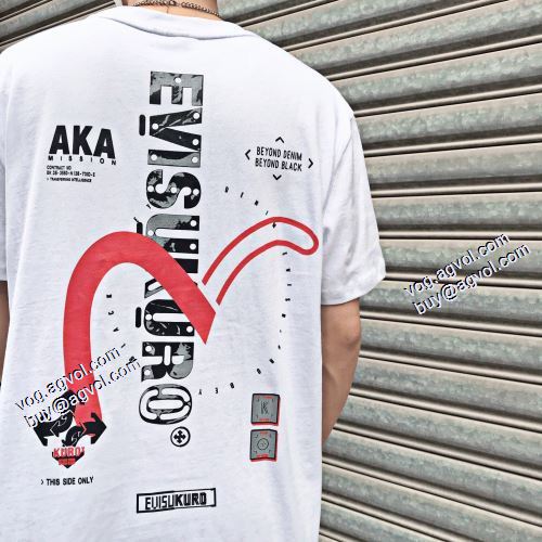 エヴィス ブランド コピー 2021春夏 Tシャツ 風合いが出る エヴィス EVISU 自分らしいスタイリング 2色可選