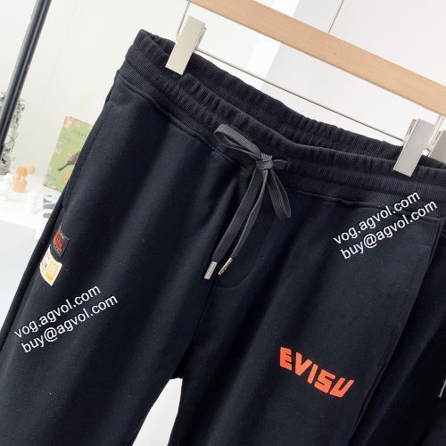 チノパン 2021秋冬 スエットパンツ デザイン性の高い エヴィス ブランド コピー エヴィス EVISU 定番ボトム