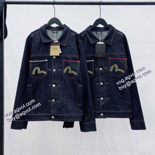 セール中 2021秋冬 ジャケット エヴィス EVISU プリント柄 エヴィス コピー ブランド デニムジャケット
