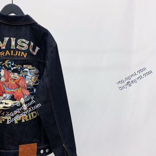 セール中 2021秋冬 ジャケット エヴィス EVISU プリント柄 エヴィス コピー ブランド デニムジャケット