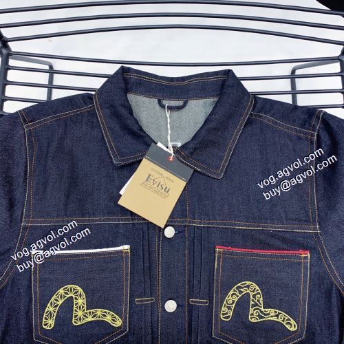 セール中 2021秋冬 ジャケット エヴィス EVISU プリント柄 エヴィス コピー ブランド デニムジャケット