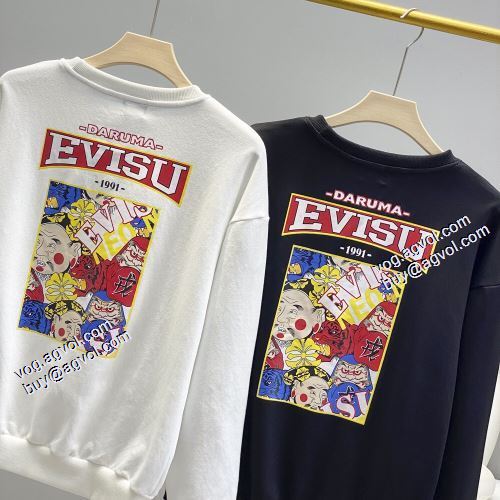 エヴィス EVISU 高級感ある エヴィス コピー 2021秋冬 プルオーバーパーカー 2色可選 ペアパーカー