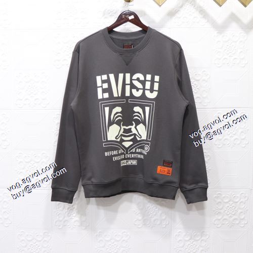 プルオーバーパーカー 2021秋冬 オリジナルプリント 風合いが出る エヴィス スーパーコピー 代引 エヴィス EVISU 2色可選