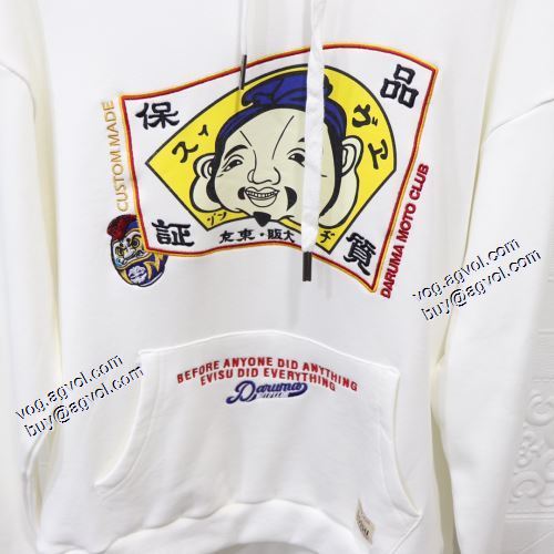 2021秋冬 パーカー 綺麗に決まるフォルム！エヴィス EVISU ロゴパーカー 大好評 エヴィス コピー オリジナルプリント