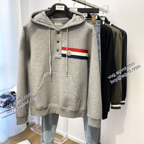 モンクレールスーパーコピー 2021秋冬 3色可選 ランキング1位 ボタンパーカー 帽子付き モンクレール MONCLER プルオーバーパーカー