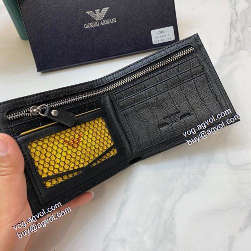  2021春夏 アルマーニ ARMANI 首胸ロゴ ARMANIブランド コピー ミニ財布 クリップウォレット