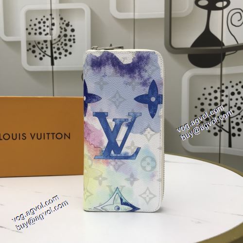 ルイ ヴィトン LOUIS VUITTON 耐久性に優れ 2021春夏 LOUIS VUITTONコピー ブランド カラフル 紙幣入れ 長財布 M80499 10x20x2cm 水彩タッチでモノgramを描く