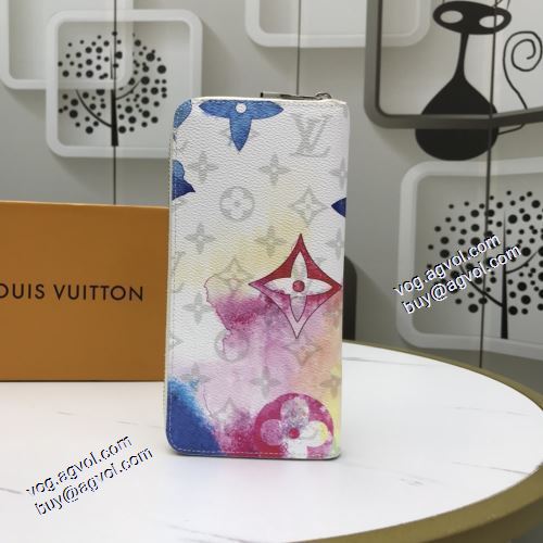 ルイ ヴィトン LOUIS VUITTON 耐久性に優れ 2021春夏 LOUIS VUITTONコピー ブランド カラフル 紙幣入れ 長財布 M80499 10x20x2cm 水彩タッチでモノgramを描く