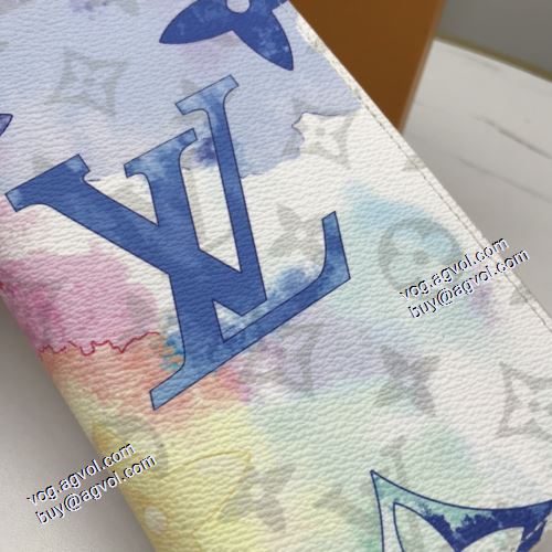 ルイ ヴィトン LOUIS VUITTON 耐久性に優れ 2021春夏 LOUIS VUITTONコピー ブランド カラフル 紙幣入れ 長財布 M80499 10x20x2cm 水彩タッチでモノgramを描く