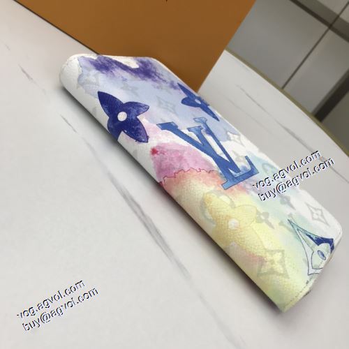 ルイ ヴィトン LOUIS VUITTON 耐久性に優れ 2021春夏 LOUIS VUITTONコピー ブランド カラフル 紙幣入れ 長財布 M80499 10x20x2cm 水彩タッチでモノgramを描く