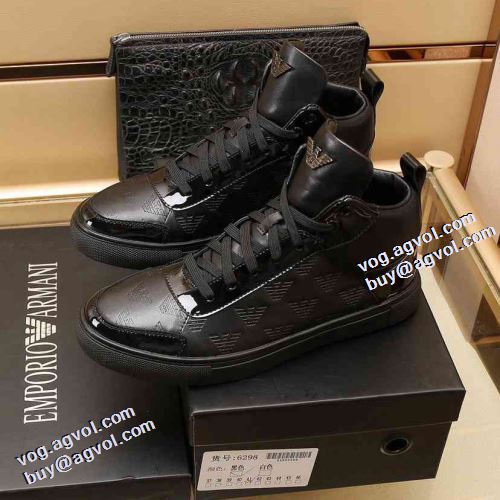 2色可選 2021秋冬 アルマーニコピー  秋の定番 アルマーニ ARMANI 飽きの来ない すべり防止 ファッション 人気 ハイトップシューズ ブランド 足馴染みのいい ハイトップシューズ 