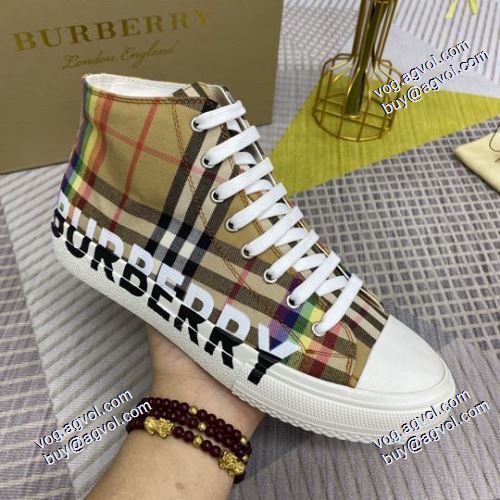 キャンバススニーカー ハイカット 豊富なサイズ バーバリーブランド 偽物 通販 オリジナル 2021春夏 バーバリー BURBERRY