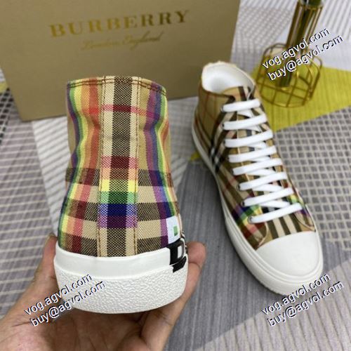 キャンバススニーカー ハイカット 豊富なサイズ バーバリーブランド 偽物 通販 オリジナル 2021春夏 バーバリー BURBERRY