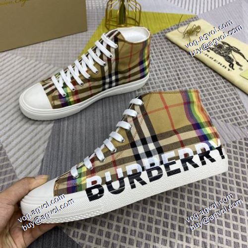 キャンバススニーカー ハイカット 豊富なサイズ バーバリーブランド 偽物 通販 オリジナル 2021春夏 バーバリー BURBERRY