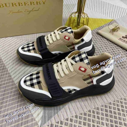 バーバリーブランドコピー 人気商品登場 バーバリー BURBERRY 脱ぎ履きしやすい/着脱しやすい ギンガム コンフォート 高機能防滑ソール スニーカー ジョギング 2021秋冬 ランニングシューズ