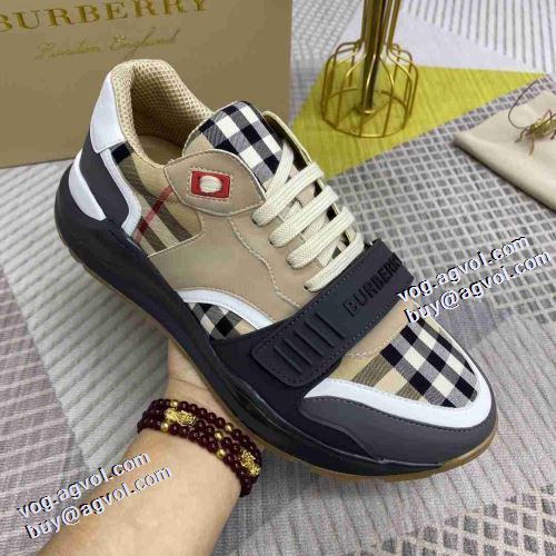 バーバリーブランドコピー 人気商品登場 バーバリー BURBERRY 脱ぎ履きしやすい/着脱しやすい ギンガム コンフォート 高機能防滑ソール スニーカー ジョギング 2021秋冬 ランニングシューズ