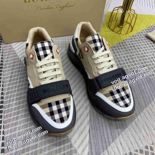 バーバリーブランドコピー 人気商品登場 バーバリー BURBERRY 脱ぎ履きしやすい/着脱しやすい ギンガム コンフォート 高機能防滑ソール スニーカー ジョギング 2021秋冬 ランニングシューズ