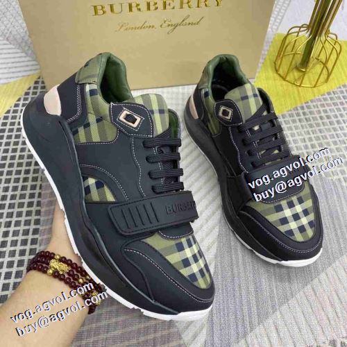 2021秋冬 バーバリー BURBERRY ギンガム 人気商品登場 バーバリーブランド コピー 足馴染みのいい ジョギング 2色可選 ランニングシューズ 飽きの来ない
