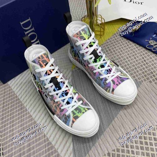 希少価値大！ ディオール偽物ブランド ハイトップシューズ 2021春夏 ディオール DIOR 女性にも男性にも適応 フラットシューズ