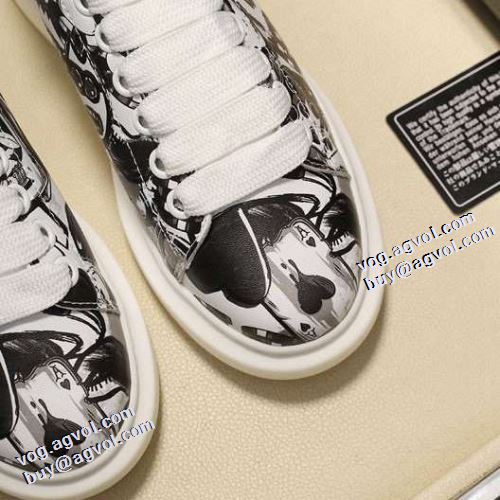 2021秋冬 アレキサンダー マックイーン 今買い◎得 プリント柄  alexander mcqueen ブランド 偽物 通販 極上シューズ スニーカー 男女兼用 脱ぎ履きしやすい/着脱しやすい
