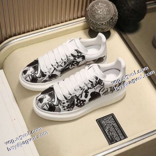 2021秋冬 アレキサンダー マックイーン 今買い◎得 プリント柄  alexander mcqueen ブランド 偽物 通販 極上シューズ スニーカー 男女兼用 脱ぎ履きしやすい/着脱しやすい