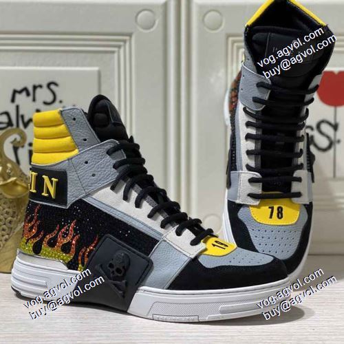 6色可選 個性的 PHILIPP PLEINスーパーコピー 激安 2021春夏 フィリッププレイン PHILIPP PLEIN ハイトップシューズ 透湿?防水素材採用